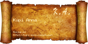 Kupi Anna névjegykártya